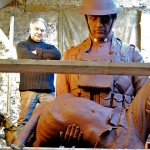 James Butler RA, Sculptor, with Clay Figure