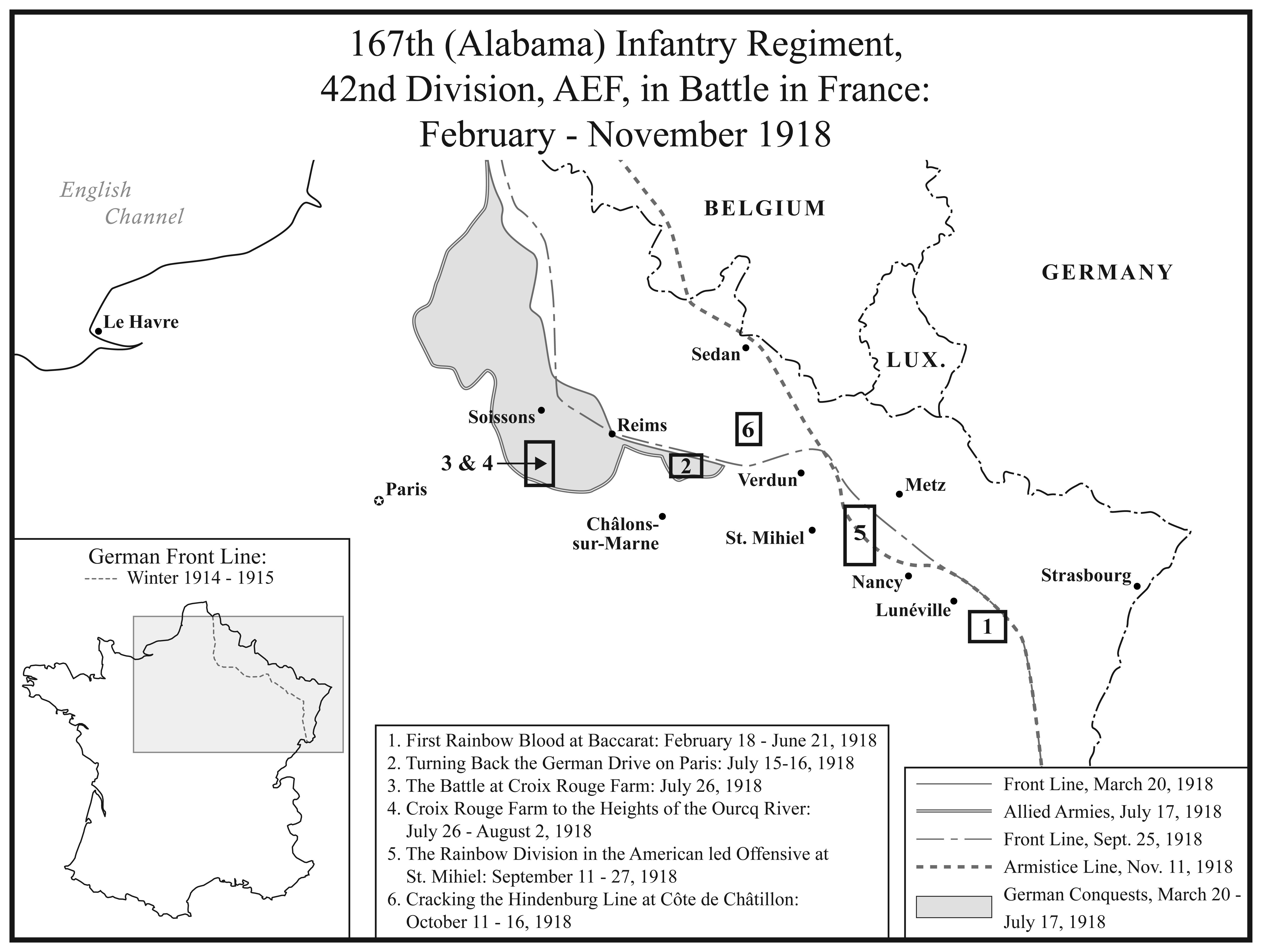 II. 167th Alabama Infantry Regiment in Battle in France.